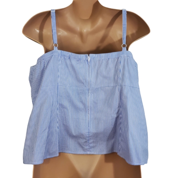 TORRID  ( 5X ) Blue Striped Poplin Lace-Up Cami Corset Eyelets Lace-up  Zip Top - Picture 5 of 13